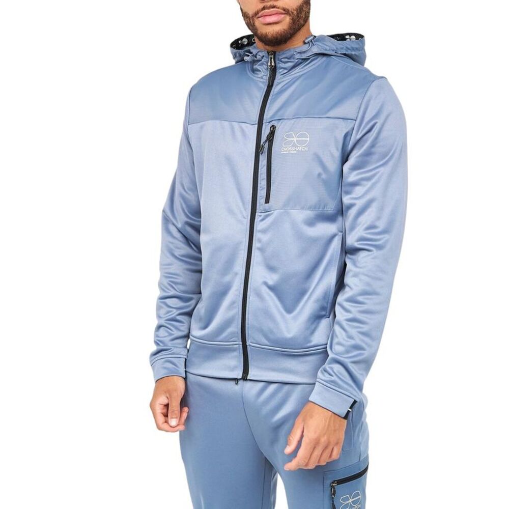 Crosshatch Mens Full Zip Hoodie / Steel Blue